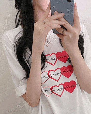 [무배] love heart 박스 티 (2color)